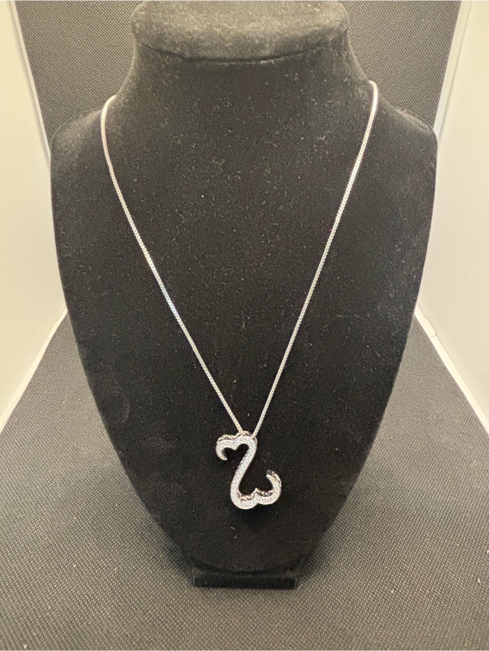 JANE SEYMOUR DOUBLE OPEN HEARTS diamond PENDANT NECKLACE s.925 STERLING